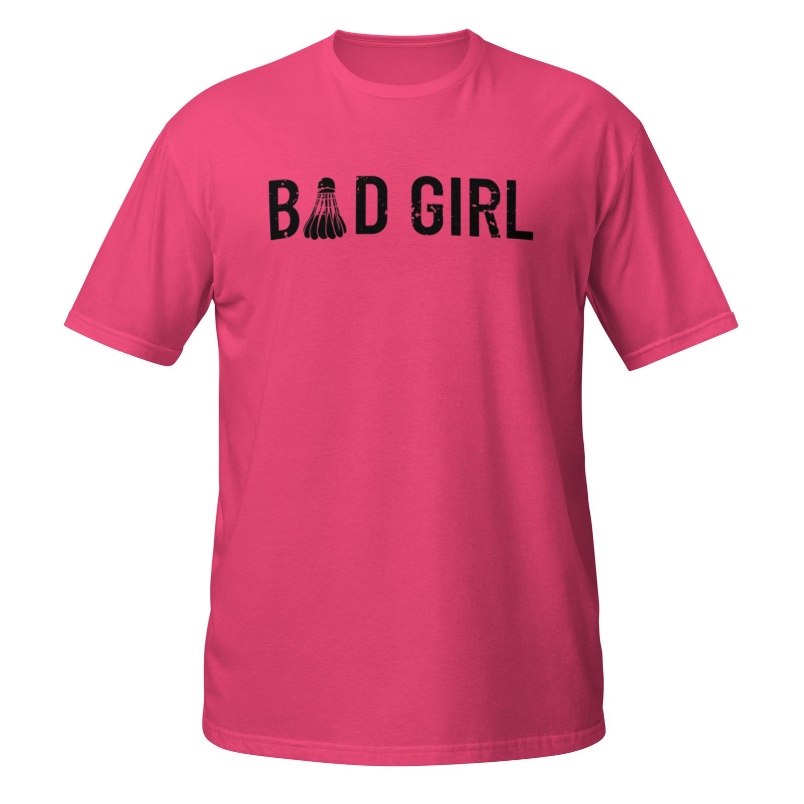 unisex-basic-softstyle-t-shirt-heliconia-front-6982436c2fcc7.jpg T-Shirt Badminton | Bad Girl – Image 1